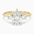Pear Classic Round Three Stone Large Sides in 14K Yellow Gold main white