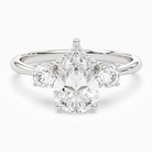 Pear Classic Round Three Stone Large Sides in 18K White Gold main white
