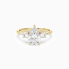Pear Classic Round Three Stone Large Sides in 18K Yellow Gold main white