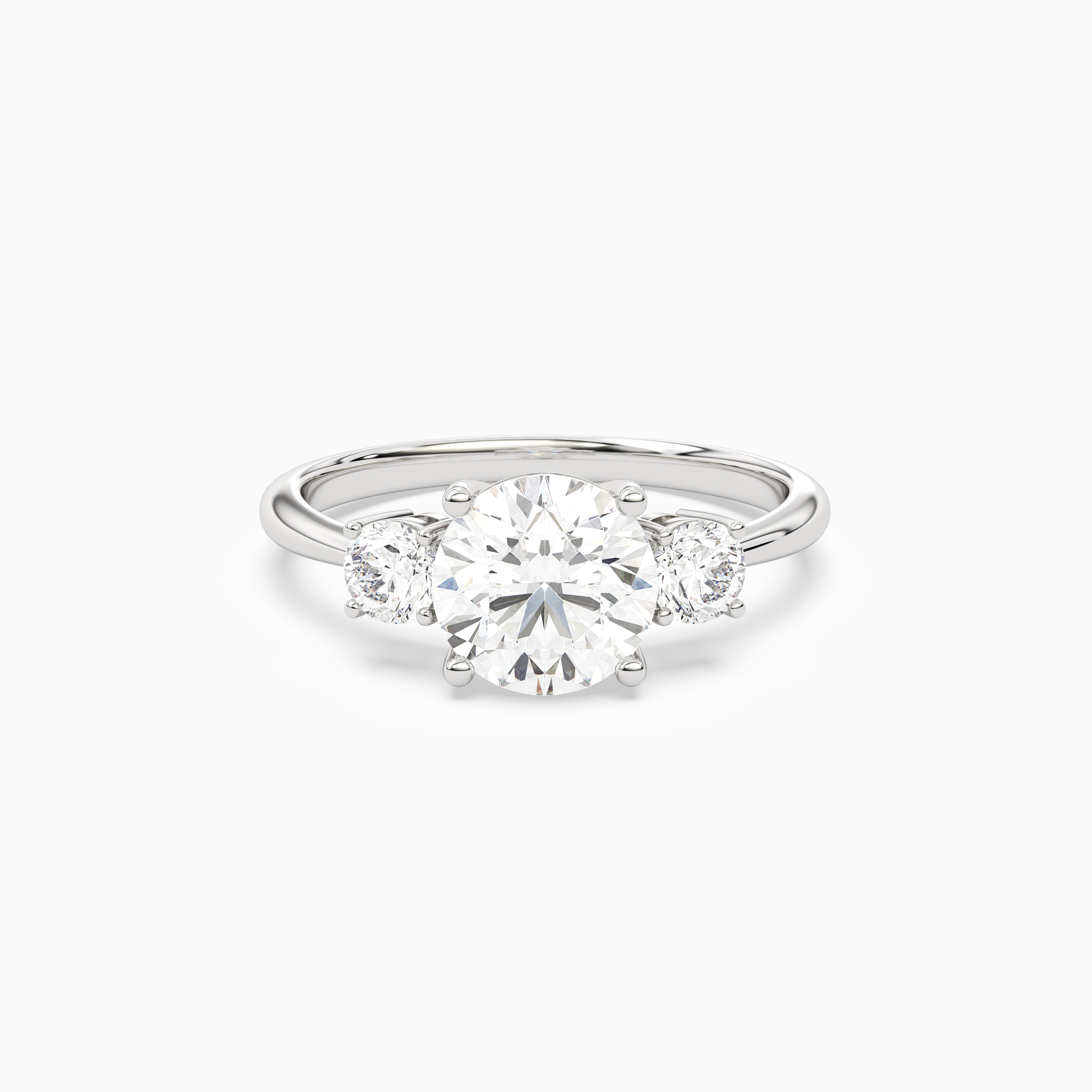 Round Classic Round Three Stone Large Sides in 14K White Gold main white