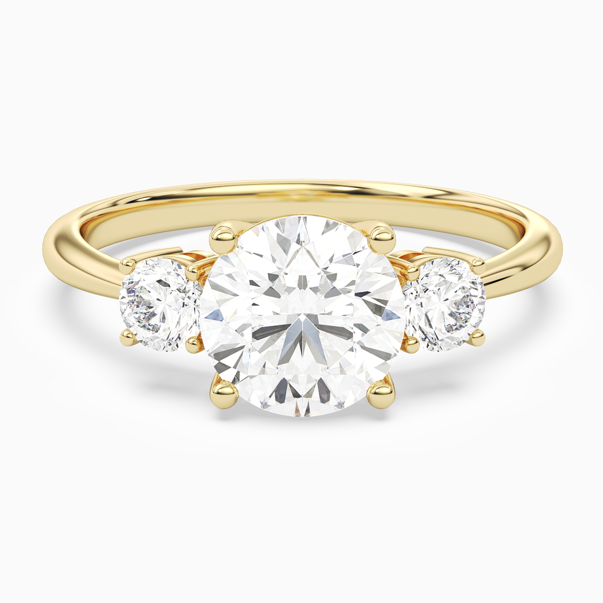 Round Classic Round Three Stone Large Sides in 14K Yellow Gold main white