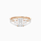 Emerald Classic Round Three Stone Pavé in 14K Rose Gold main white