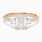 Emerald Classic Round Three Stone Pavé in 14K Rose Gold main white