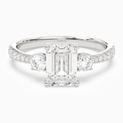 Emerald Classic Round Three Stone Pavé in 14K White Gold main white
