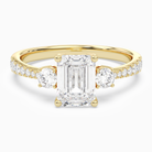 Emerald Classic Round Three Stone Pavé in 14K Yellow Gold main white