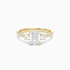 Emerald Classic Round Three Stone Pavé in 18K Yellow Gold main white