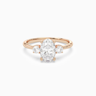 Oval Classic Round Three Stone Small Sides in 14K Rose Gold main white