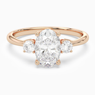 Oval Classic Round Three Stone Small Sides in 14K Rose Gold main white