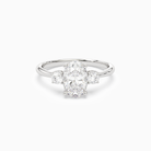 Oval Classic Round Three Stone Small Sides in 14K White Gold main white