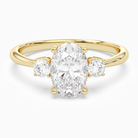Oval Classic Round Three Stone Small Sides in 14K Yellow Gold main white