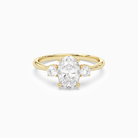 Oval Classic Round Three Stone Small Sides in 18K Yellow Gold main white