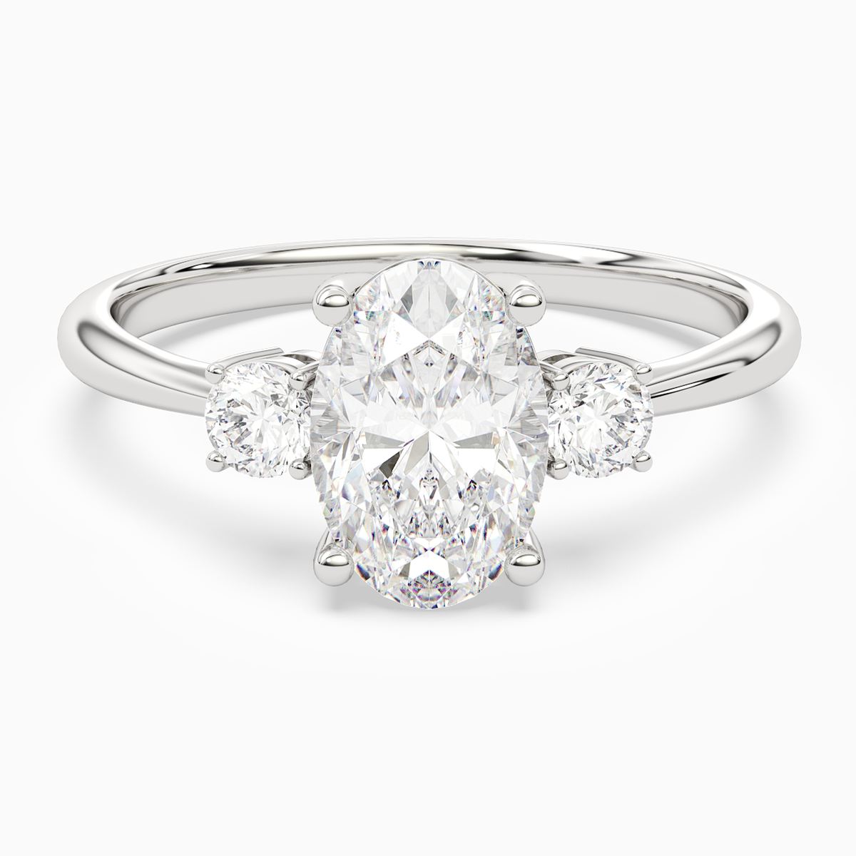 Oval Classic Round Three Stone Small Sides in Platinum main white