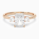 Radiant Classic Round Three Stone Small Sides in 14K Rose Gold main white