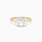 Radiant Classic Round Three Stone Small Sides in 14K Yellow Gold main white