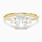 Radiant Classic Round Three Stone Small Sides in 14K Yellow Gold main white