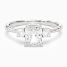 Radiant Classic Round Three Stone Small Sides in 18K White Gold main white