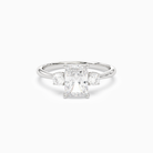 Radiant Classic Round Three Stone Small Sides in Platinum main white