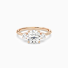Round Classic Round Three Stone Small Sides in 14K Rose Gold main white