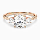 Round Classic Round Three Stone Small Sides in 14K Rose Gold main white