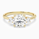 Round Classic Round Three Stone Small Sides in 14K Yellow Gold main white