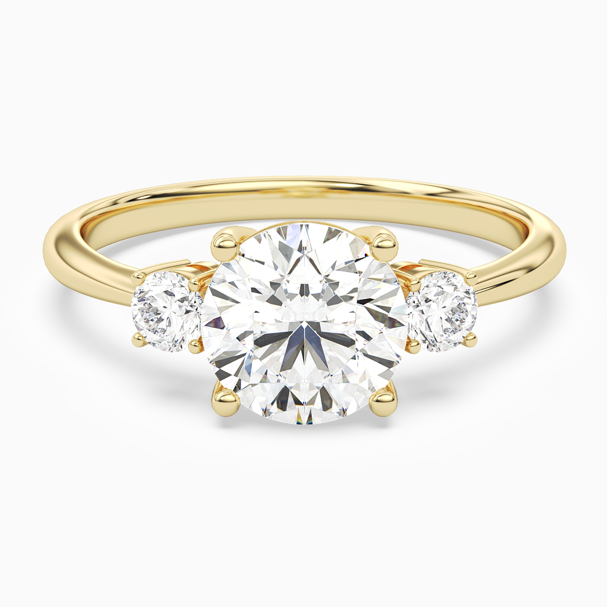 Round Classic Round Three Stone Small Sides in 14K Yellow Gold main white