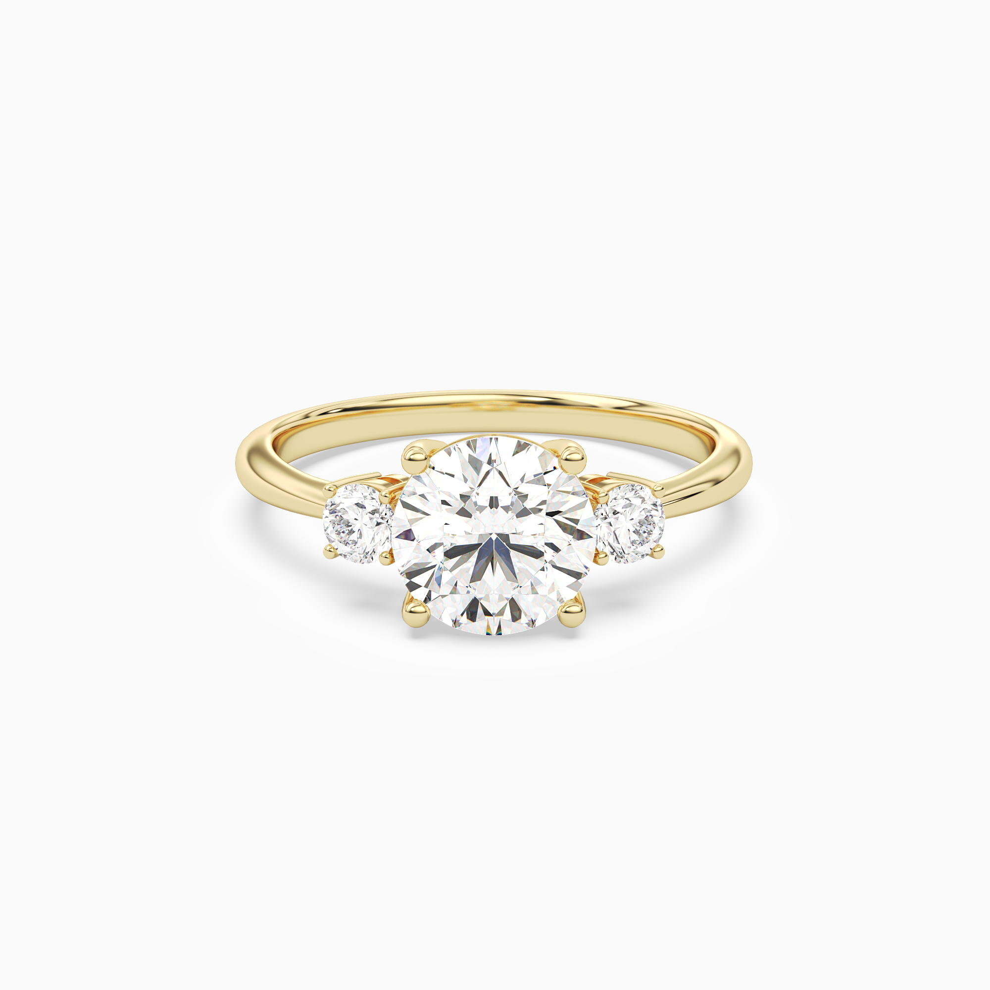 Round Classic Round Three Stone Small Sides in 18K Yellow Gold main white