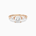 Cushion Kite Side Three Stone Large Sides in 14K Rose Gold main white
