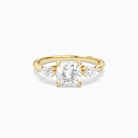 Cushion Kite Side Three Stone Large Sides in 14K Yellow Gold main white