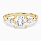 Cushion Kite Side Three Stone Large Sides in 14K Yellow Gold main white