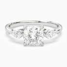 Cushion Kite Side Three Stone Large Sides in 18K White Gold main white