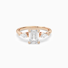 Emerald Kite Side Three Stone Large Sides in 14K Rose Gold main white