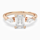 Emerald Kite Side Three Stone Large Sides in 14K Rose Gold main white