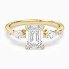 Emerald Kite Side Three Stone Large Sides in 18K Yellow Gold main white
