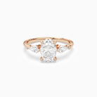 Oval Kite Side Three Stone Large Sides in 14K Rose Gold main white