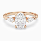 Oval Kite Side Three Stone Large Sides in 14K Rose Gold main white