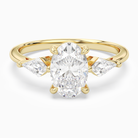 Oval Kite Side Three Stone Large Sides in 14K Yellow Gold main white