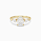 Oval Kite Side Three Stone Large Sides in 18K Yellow Gold main white