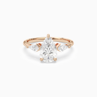 Pear Kite Side Three Stone Large Sides in 14K Rose Gold main white