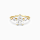 Pear Kite Side Three Stone Large Sides in 18K Yellow Gold main white