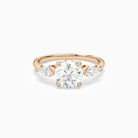 Round Kite Side Three Stone Large Sides in 14K Rose Gold main white