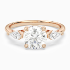 Round Kite Side Three Stone Large Sides in 14K Rose Gold main white