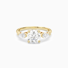 Round Kite Side Three Stone Large Sides in 18K Yellow Gold main white