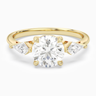 Round Kite Side Three Stone Large Sides in 18K Yellow Gold main white