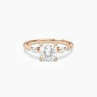 Cushion Kite Side Three Stone Small Sides in 14K Rose Gold main white