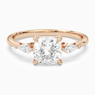 Cushion Kite Side Three Stone Small Sides in 14K Rose Gold main white