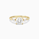 Cushion Kite Side Three Stone Small Sides in 14K Yellow Gold main white
