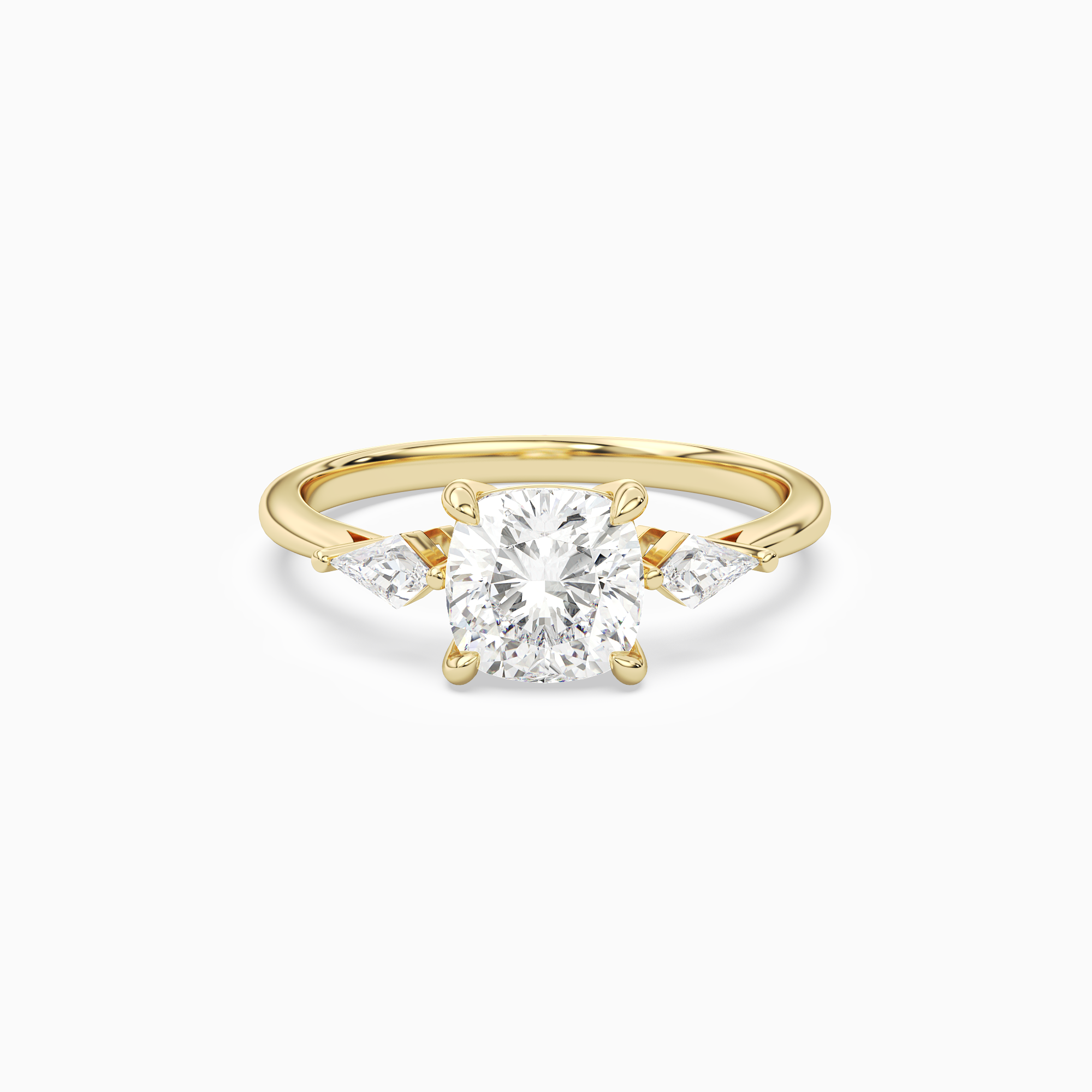 Cushion Kite Side Three Stone Small Sides in 18K Yellow Gold main white