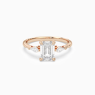 Emerald Kite Side Three Stone Small Sides in 14K Rose Gold main white