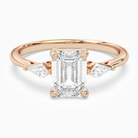 Emerald Kite Side Three Stone Small Sides in 14K Rose Gold main white
