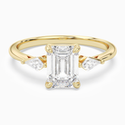 Emerald Kite Side Three Stone Small Sides in 14K Yellow Gold main white